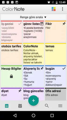 ColorNote Notlar Notepad Not screenshot