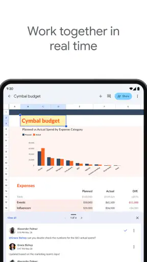 Google E-Tablolar screenshot