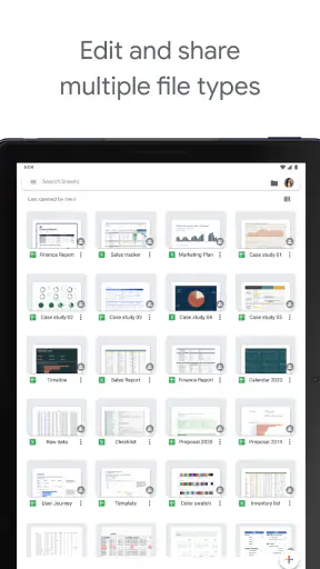Google E-Tablolar screenshot