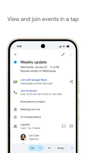 Google Takvim screenshot